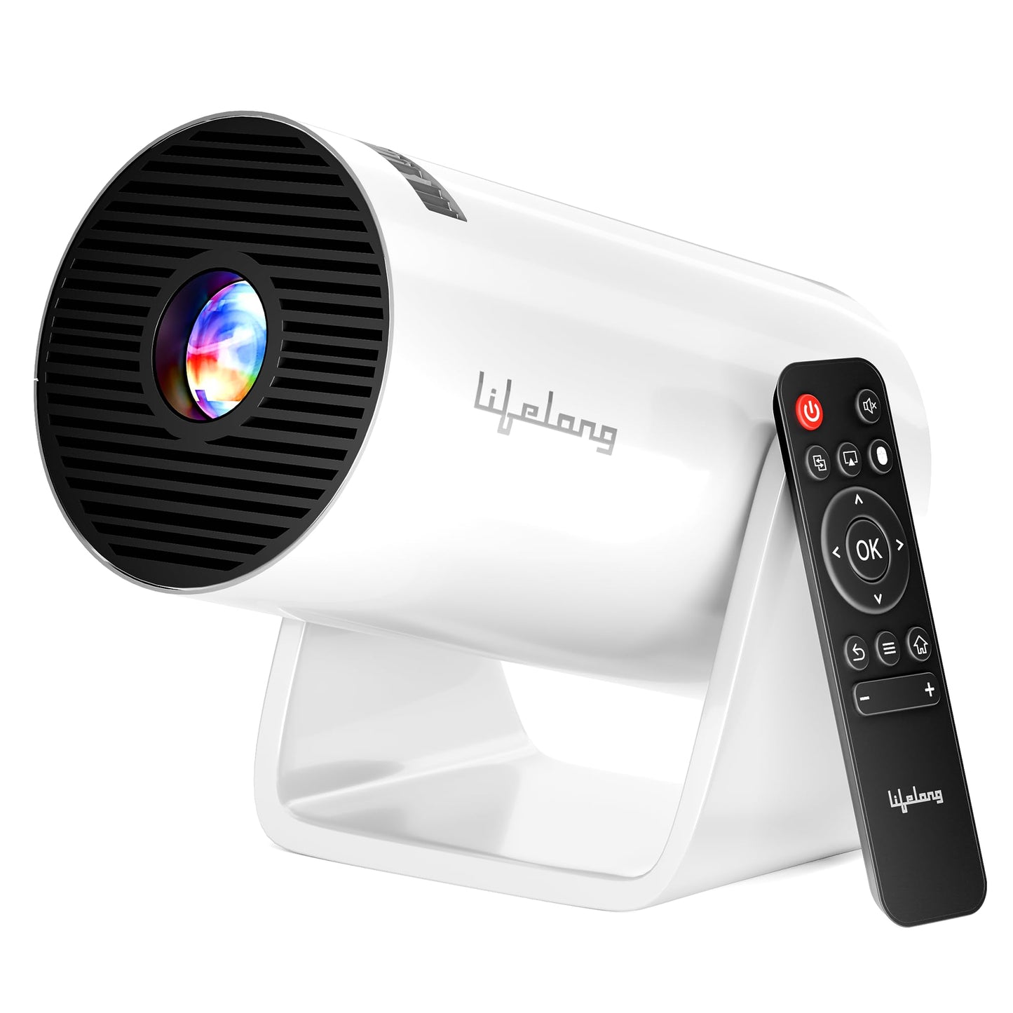 Lifelong Electronics Lightbeam Smart Projector | Android, 1080P& 4K Ultra Support, 3000 Lumens, 720p Native | for Room & Outdoors | All OTT Apps | WiFi/BT, Mirroring, USB, HDMI, 180°, Speakers